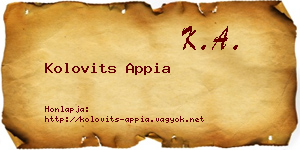 Kolovits Appia névjegykártya
